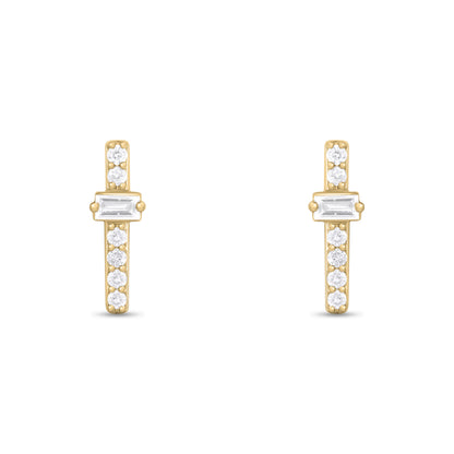 ER421149. 14K Solid Gold Diamond Bar Studs