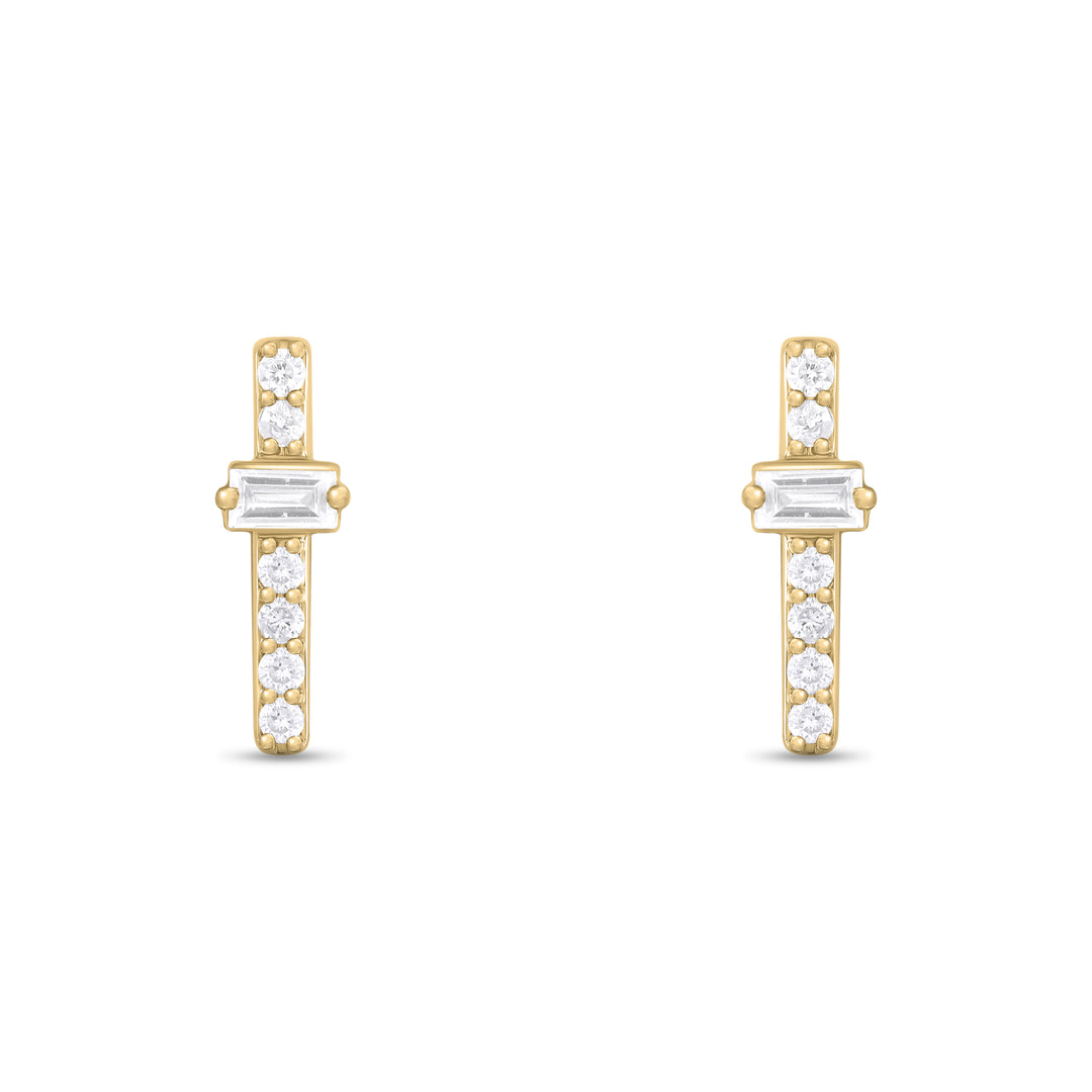 ER421149. 14K Solid Gold Diamond Bar Studs