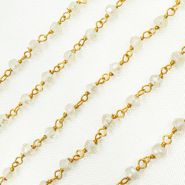 Coated White Topaz Gold Plated Wire Chain.