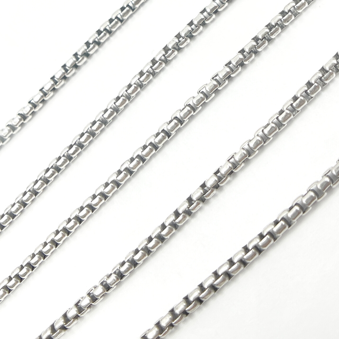 Oxidized 925 Sterling Silver Round Box Chain. Y49OX