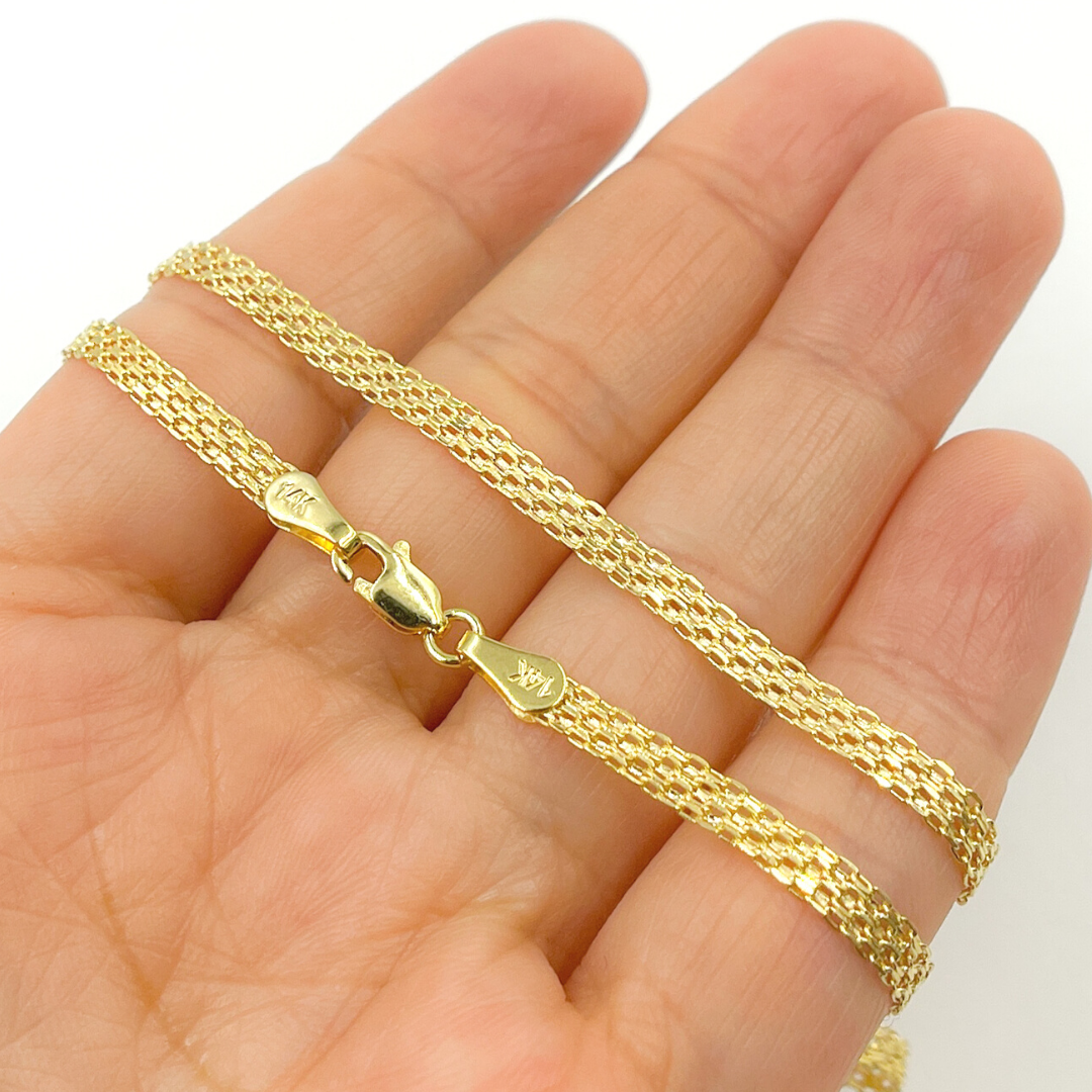 14K Solid Gold Vintage Mesh Necklace. 14K36