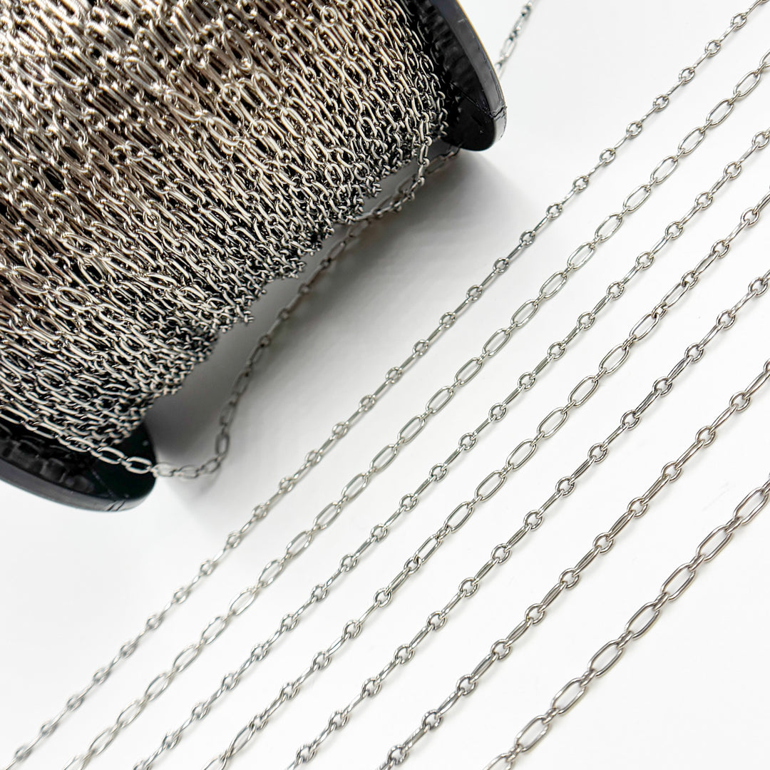 Y134OX. Oxidized Sterling Silver Smooth Long and Short Link Chain