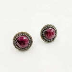 Load image into Gallery viewer, DE043. Diamond Silver Gemstone Round Studs
