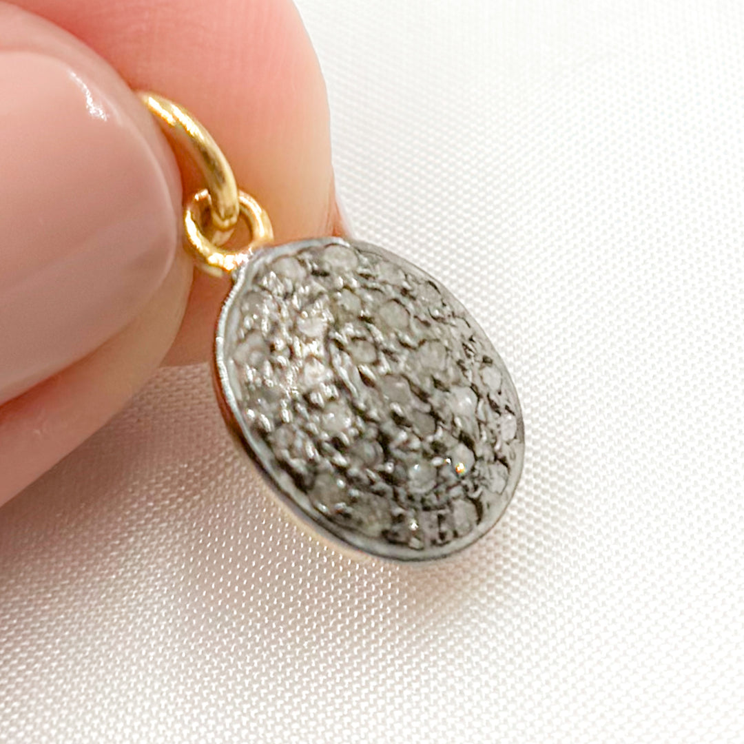 DC254. Diamond Sterling Silver Oval Charm