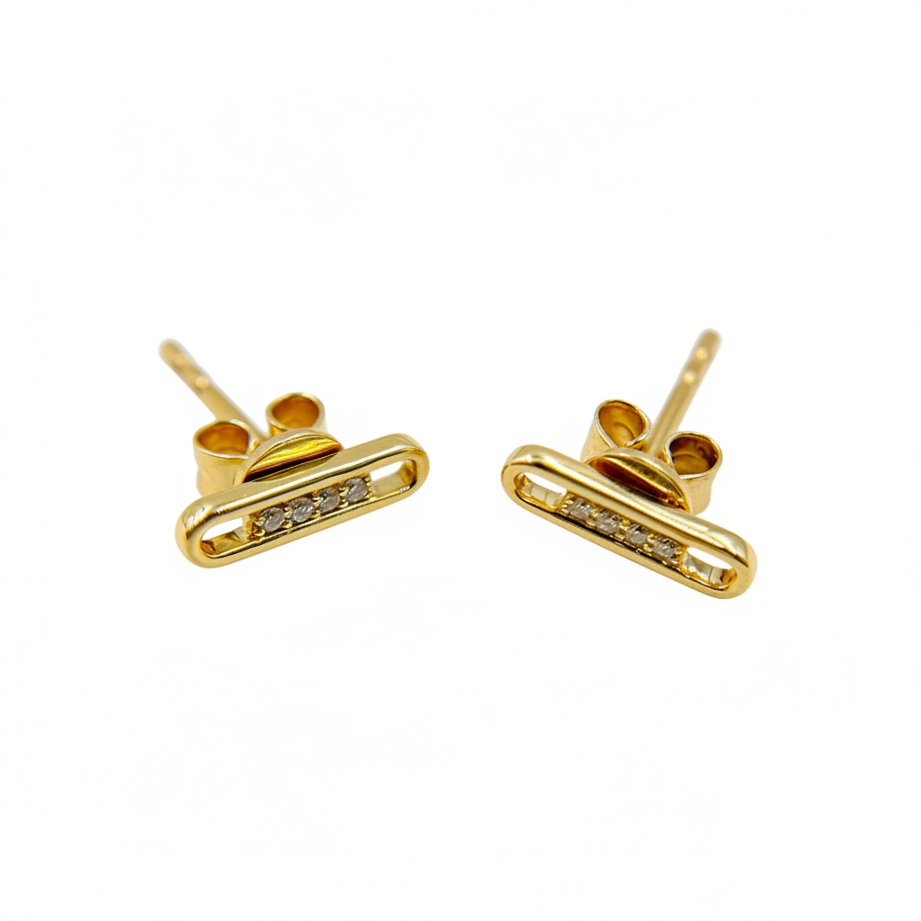 EFA54272. 14K Solid Yellow Gold Diamond Stud Earring
