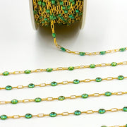 Shop Now  Gold Filled Olive Green Color Enamel Satellite Cable Chains