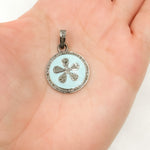 Load image into Gallery viewer, DP455A. Diamond Sterling Silver Round Flower Enamel Pendant
