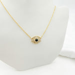 Load image into Gallery viewer, 14k Solid Gold Blue Sapphire and Diamond Eye Necklace. NFH71188BS
