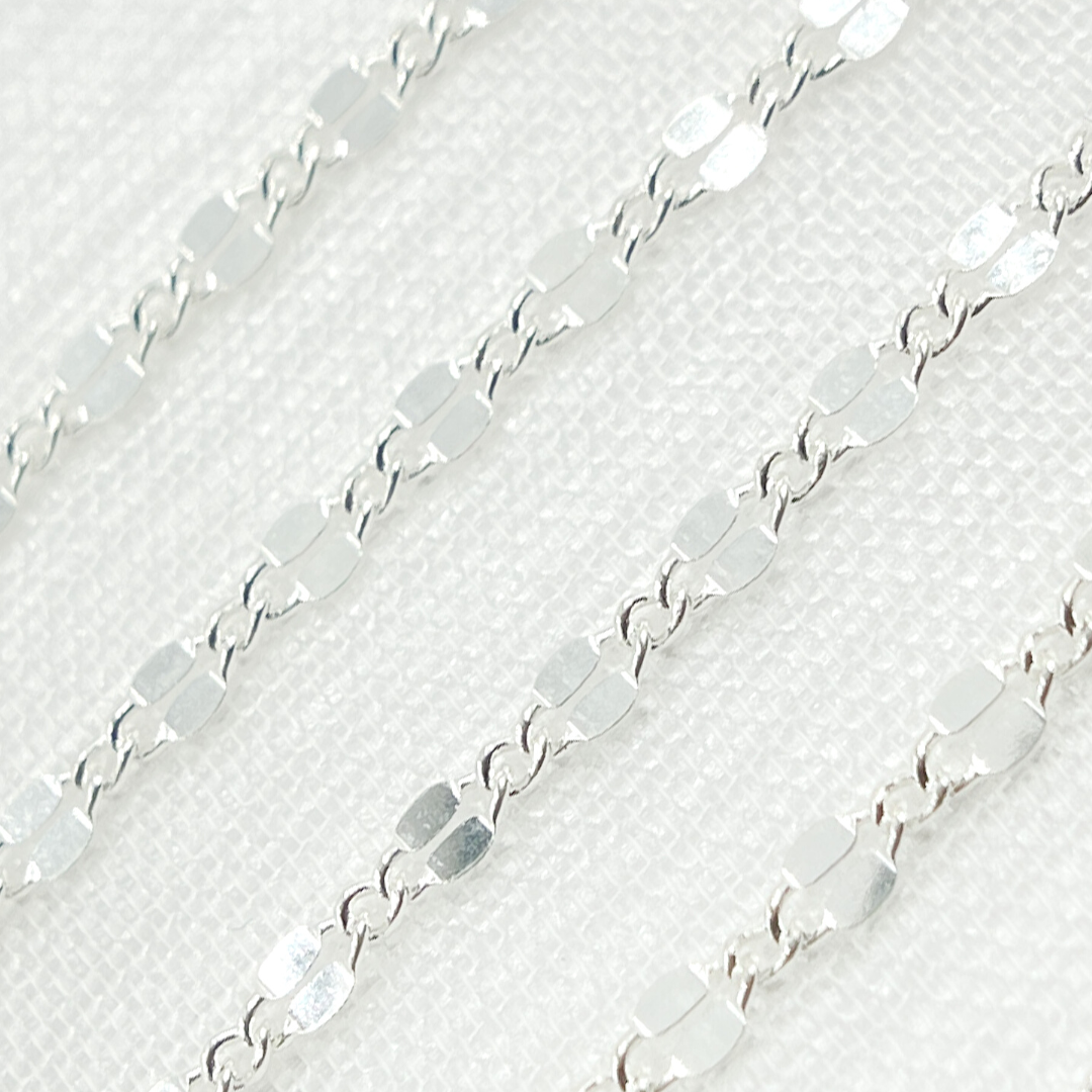 V185SS. Sterling Silver Flat Marina Link Chain