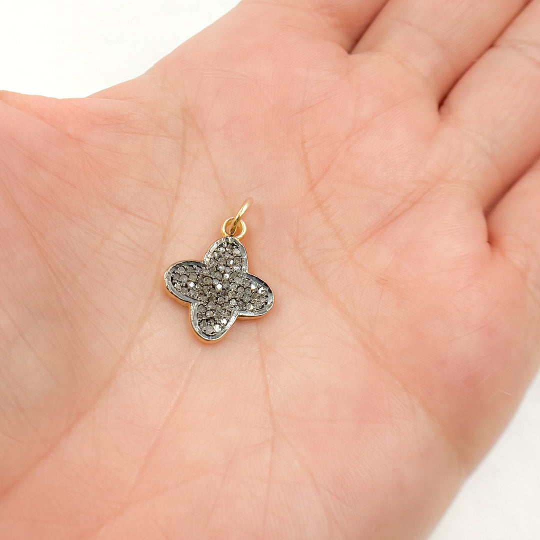 DC922. Diamond Sterling Silver Flower Charm