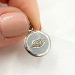 Load image into Gallery viewer, DC043A. Diamond Sterling Silver Round Lips Enamel Charm
