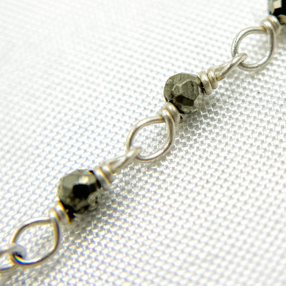 PYR71. Pyrite 925 Sterling Silver Wire Chain