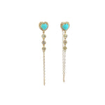 Load image into Gallery viewer, CE96388TQ5. 14k Solid Gold Diamond and Turquoise Dangle Earrings
