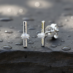 Load image into Gallery viewer, EFA54270. 14K Solid Gold Diamond Bar Studs