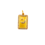 Load image into Gallery viewer, 14K Solid Gold Diamond Rectangle Moon and Star Charm. GDP116
