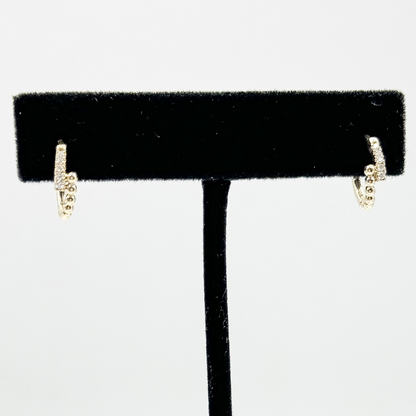 HP402463Y14DI1. 14K Solid Gold Diamond Hoops Earrings
