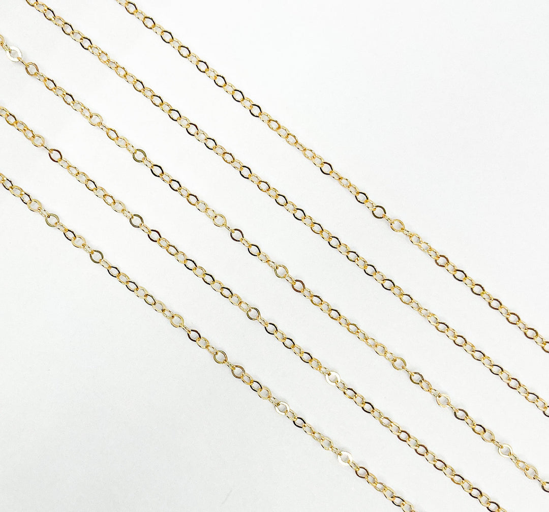 14K Gold Filled Flat Round Link Chain. 1218FGF