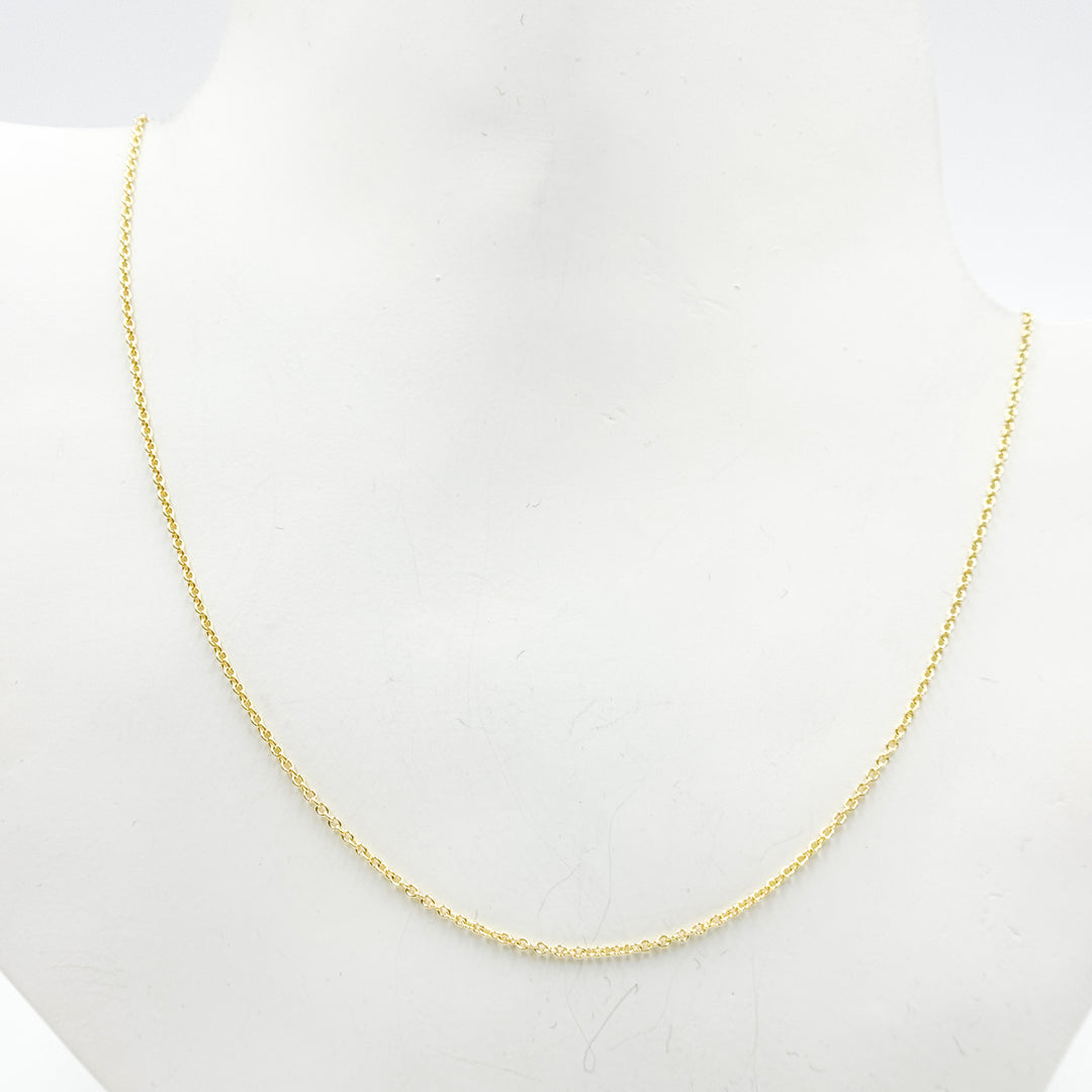 030RFLG18K. 18K Solid Yellow Gold Cable Link Chain
