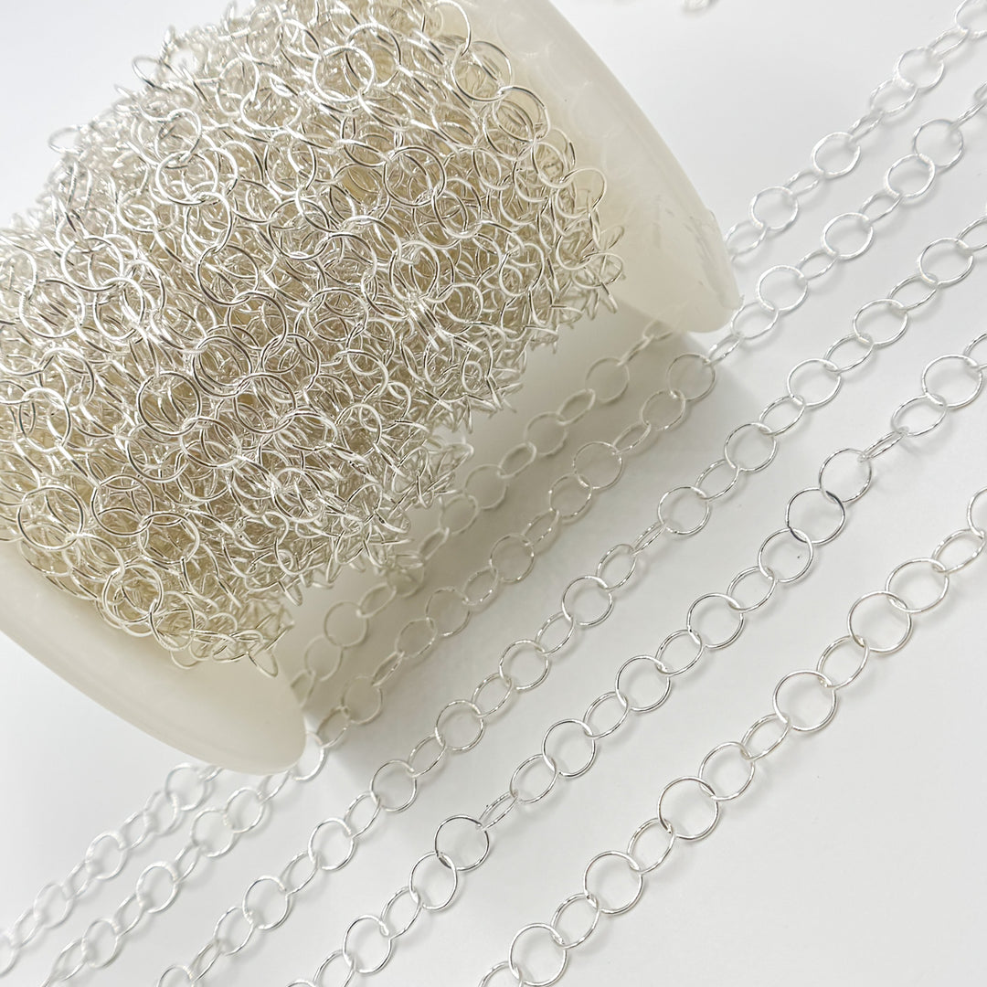886SS. Sterling Silver Smooth Round Link Chain