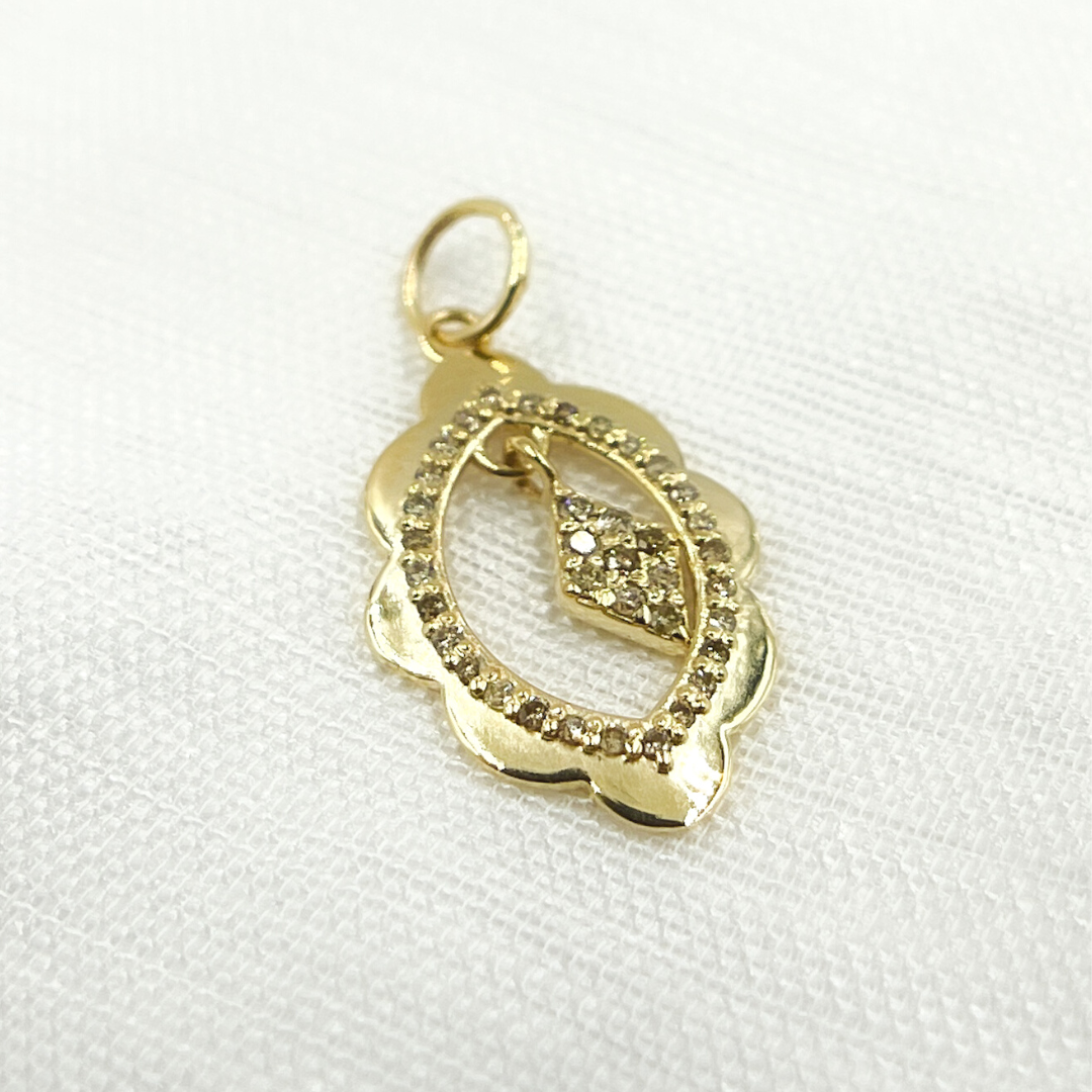 14K Solid Gold Diamond Organic Charm. GDP468