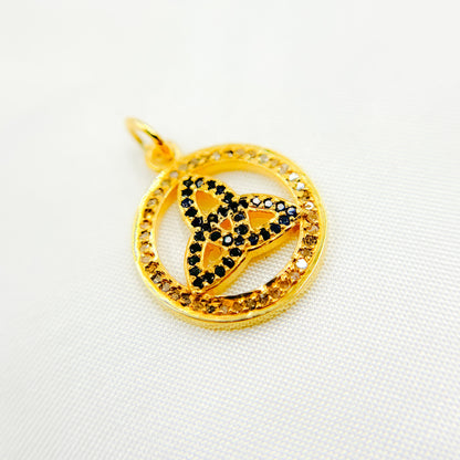 Diamond Sterling Silver Round Celtic Trinity Knot Pendant with Gemstone
