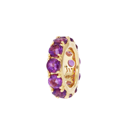 14K Solid Gold Gemstone Round Ring Sliders