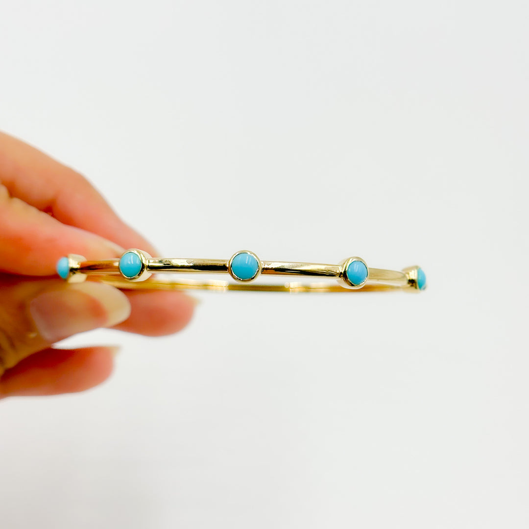 BNZ68414. 14K Solid Yellow Gold and Gemstone Bangle