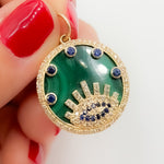 Load image into Gallery viewer, KG304. 14K Gold Round Evil Eye Pendant
