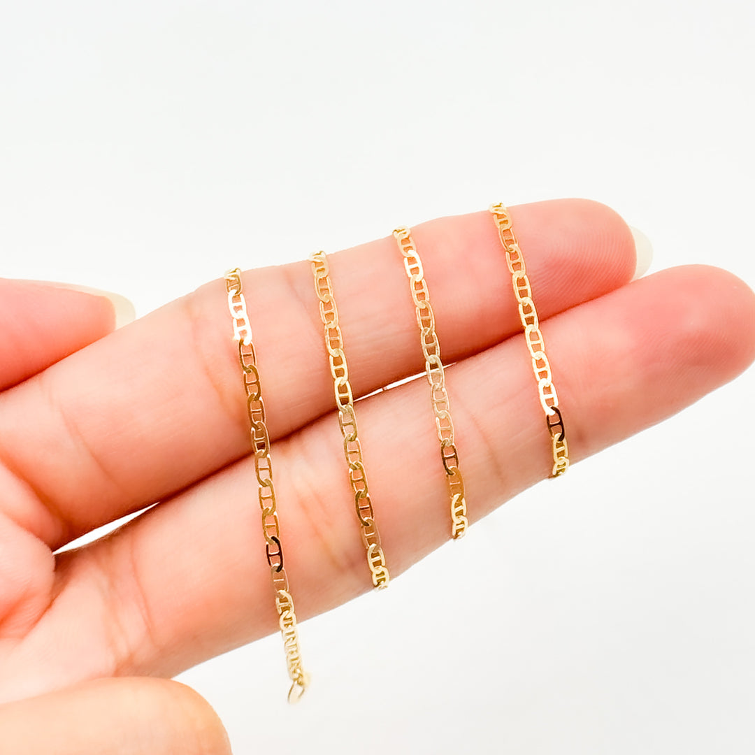 040FLP1BBT2byFt. 14k Solid Gold Flat Marina Link Chain