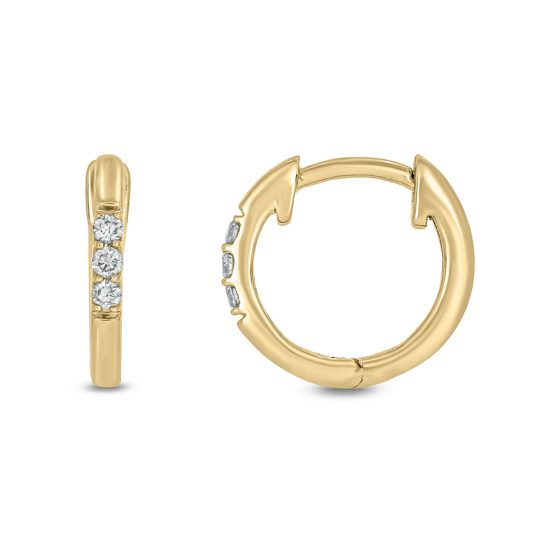 EHA56862. 14K Yellow Gold Diamond Huggie Hoop Earrings