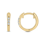 Load image into Gallery viewer, EHA56862. 14k Solid Yellow Gold Diamond Huggie Hoop Earrings