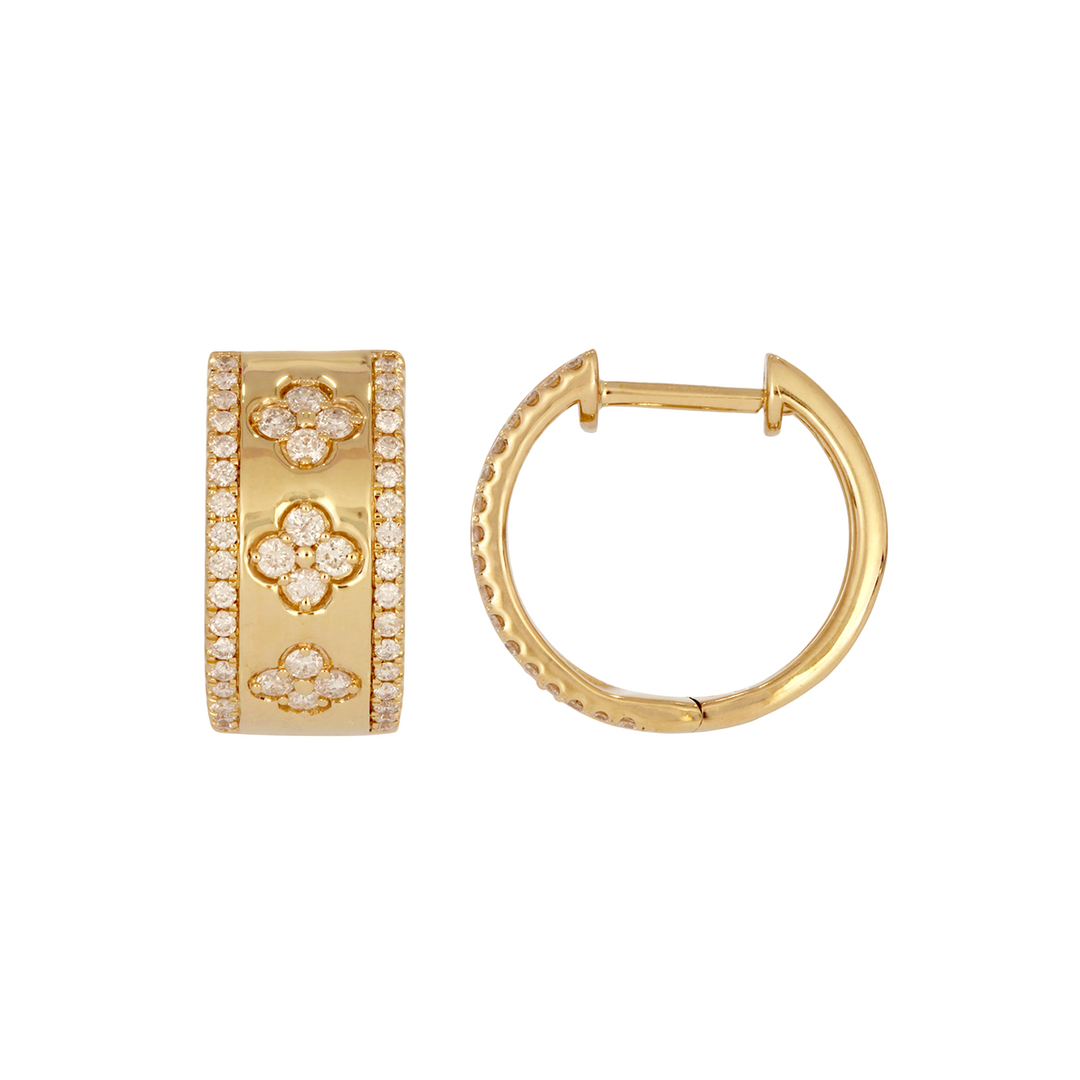 EHI57591. 14K Solid Yellow Gold Diamond Hoop Earrings