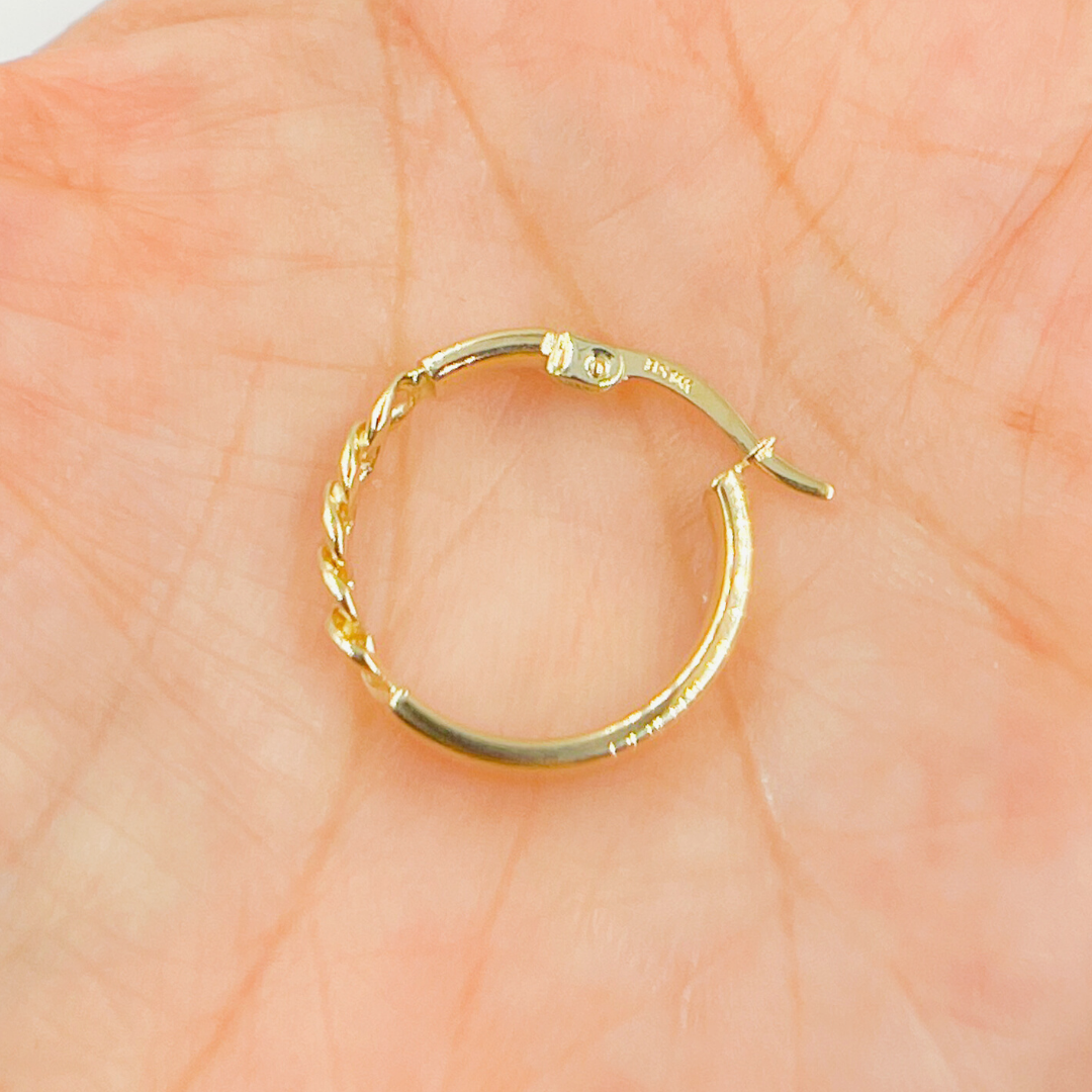 GER108. 14K Solid Gold Hoop with Flat and Curb section