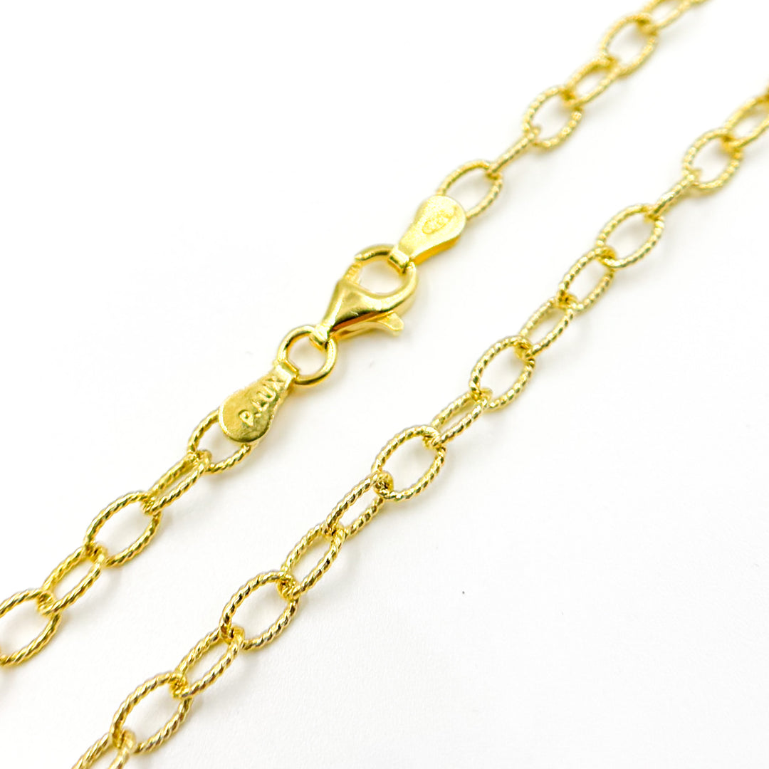 80GP. Gold Plated Sterling Silver Textured Cable Necklace