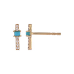 Load image into Gallery viewer, EFA54275. 14K Solid Gold Diamond and Gemstone Bar Stud Earrings