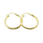 Load image into Gallery viewer, 14K Gold Hoop Earrings with Engraved Tornado Design. GER69
