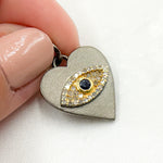 Load image into Gallery viewer, DC981. Diamond Sterling Silver Heart Eye Pendant with Gemstone
