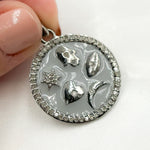 Load image into Gallery viewer, DP490A. Diamond Sterling Silver Round Symbols Enamel Pendant
