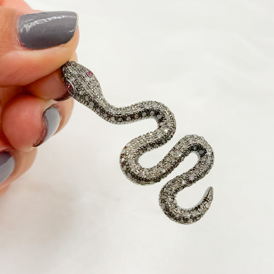 DC472. Diamond Sterling Silver Snake Pendant with Gemstone