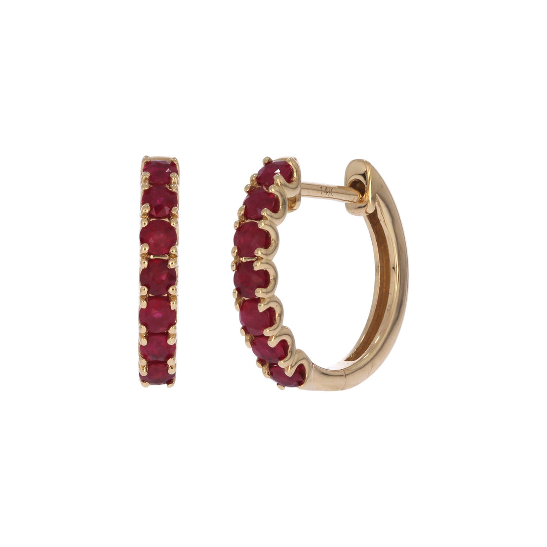 EHZ57608. 14K Solid Gold Gemstone Huggies