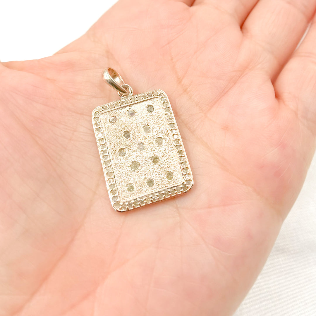 DP200. Diamond Sterling Silver Rectangle Pendant