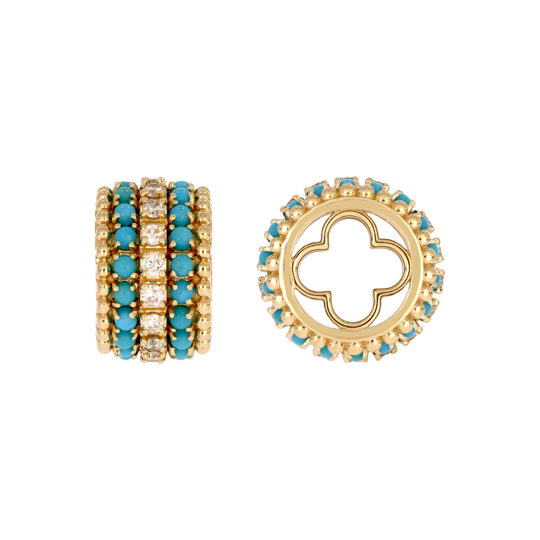 CME00244TQ. 14K Solid Gold Diamond and  Turquoise Charm