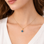 Load image into Gallery viewer, CMF00356B. 14K Solid Gold Blue Diamond Square Charm