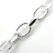 Sterling Silver Twisted & Flat Oval Link Chains