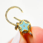 Load image into Gallery viewer, DC224. Diamond &amp; Sterling Silver Pear Shape Star Trigger Clasp with Enamel
