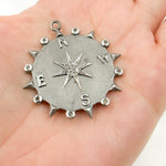 Load image into Gallery viewer, DP531. Diamond Sterling Silver Round Compass Pendant
