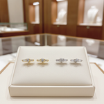 Load image into Gallery viewer, ER421062. 14K Solid Gold Diamond Bar Studs