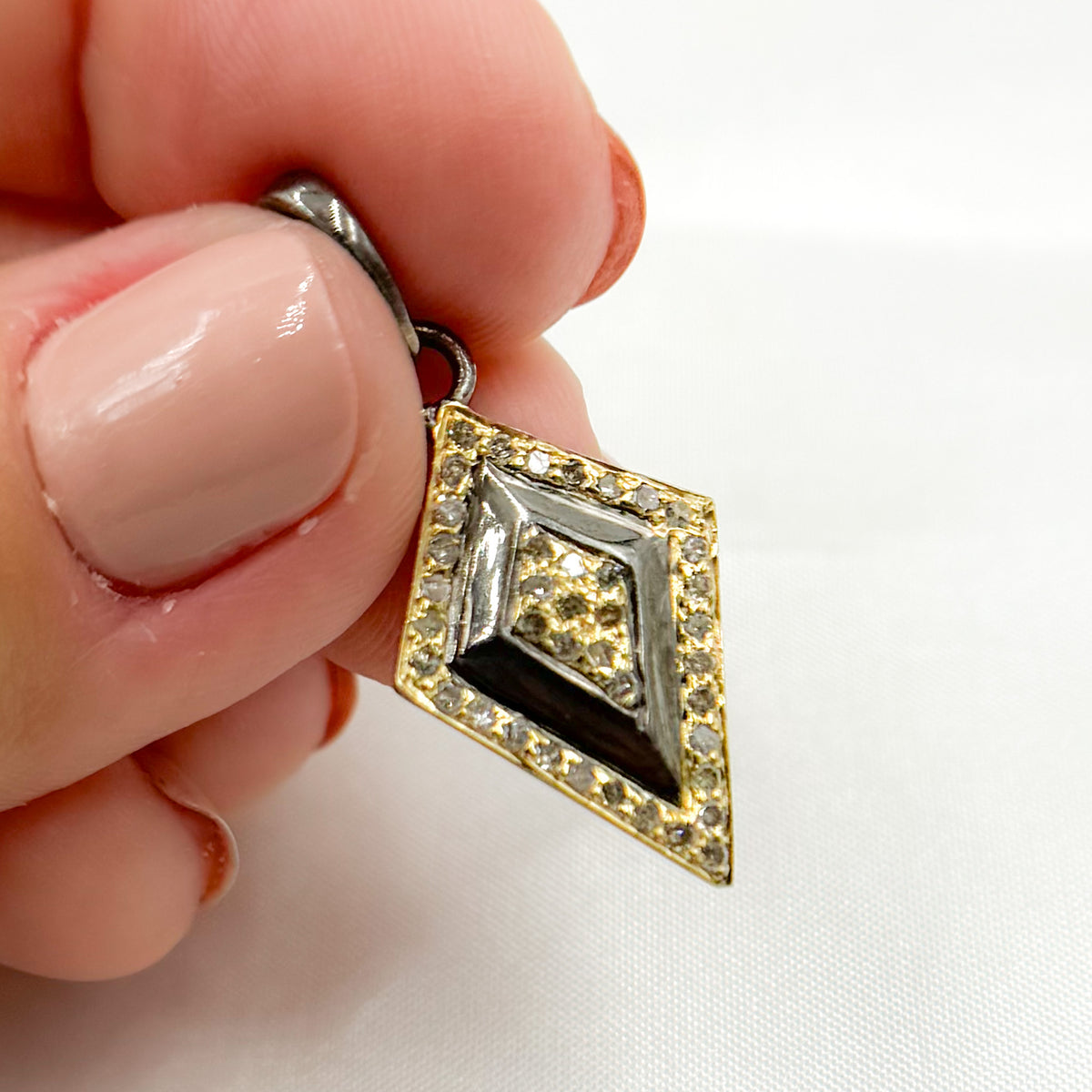 Diamond Sterling Silver Diamond Shape Pendant