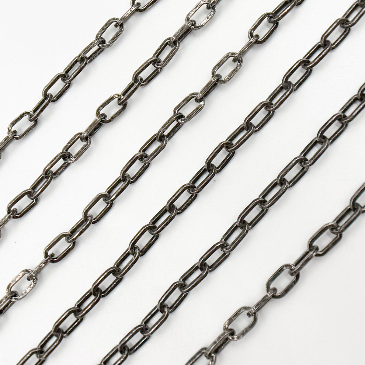 V151OX. Oxidized Sterling Silver Flat Thick Cable Chain