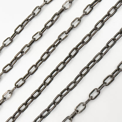 V151OX. Oxidized Sterling Silver Flat Thick Cable Chain
